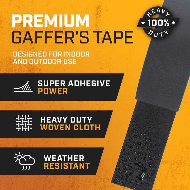 Lockport Black Gaffers Tape 2 inch x 30 Yards - 4 Pack Pro Black Gaff Tape - No Residue, Water Resistant, Non-Reflective, Easy Tear - Multipurpose - Image 2